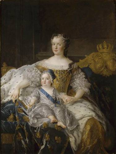 Queen Marie Leszczynska of France and Son 1730 by Alexis Simon Belle  Location TBD